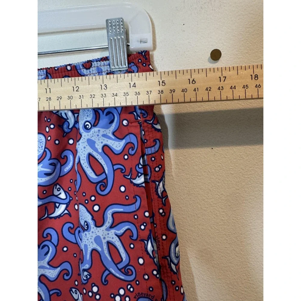 Vineyard Vines Swim‎ Trunks Shorts Mens XS Red Octopus Print Lined Drawstring